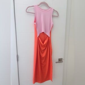 Colorblock Pink and Orange Dress